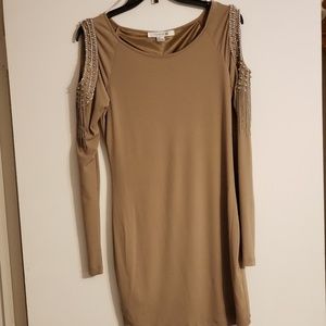 👗Tan long sleeve mini dress.👗